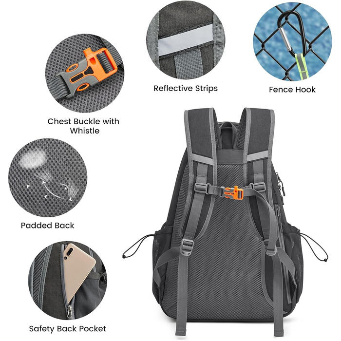G4Free Tennis Backpack - Large Pickleball Bag for Men & Women - Holds 4 Rackets with Shoe Compartment - Black
