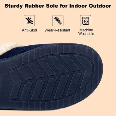 Домашні тапочки LongBay для жінок, теплі, з ефектом вовни, з піною Memory Foam, м'яке Sherpa підкладка, для дому та вулиці (38/39 EU, Navy Blue)
