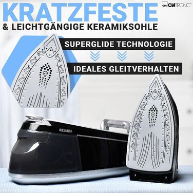 Праска-парогенератор Clatronic DBS 3749 чорна | 3,5 бар, 1,2 л, 2400 Вт | Анти-крапельна система, Superglide-підошва