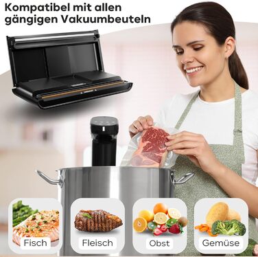 ProfiCook® Вакуумний пакувальник PC-VK 1080: 18 пакетів, Sous Vide, стабільний шов, 12 л/хв, зберігає продукти до 8 разів довше
