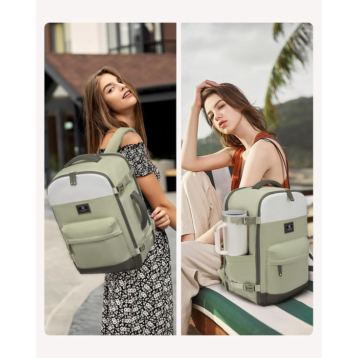 LOVEVOOK Рюкзак ручної поклажі для жінок, великий дорожній рюкзак, 45L, рюкзак-валіза ручної поклажі, рюкзак для ноутбука 17,3 дюйма, рюкзак для подорожей, вихідних, ділових поїздок, ручна поклажа (1-бежевий, 40x30x20 см)