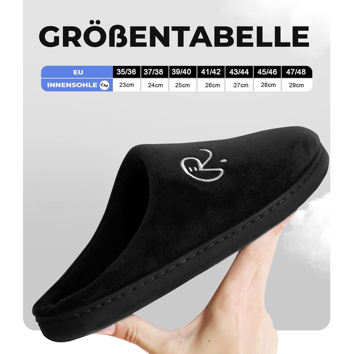 Тапочки домашні жіночі та чоловічі, розмір 35-48, неслизькі для дому та гостей | Виберіть улюблений колір | Зимові, літні, для дому та вулиці (Чорний, 41/42 EU)