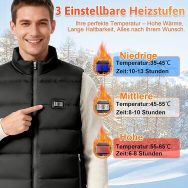 Обогріваючий жилет для чоловіків та жінок з 8 зонами обігріву та 3 рівнями нагріву, акумулятор 16000mAh, вітронепроникний, швидко гріє