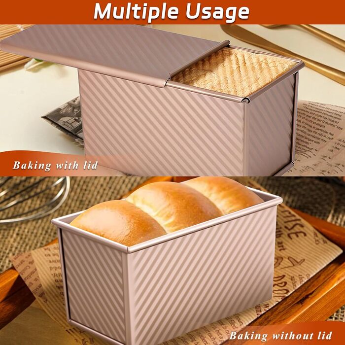 Форма для випічки хліба з кришкою 450г (1lb) антипригарна, золотиста - для хліба, тостів, сендвічів, кексів