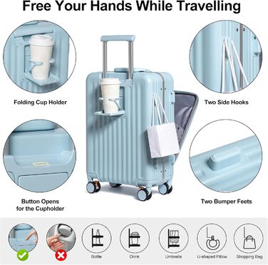 Набір валіз Sea Choice 2 в 1: Trolley 55/78 см, легкі, з TSA замком та тримачем для напоїв, зелений