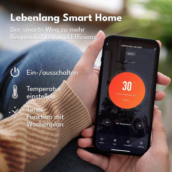 Конвектор LEBENLANG з Wi-Fi, 2000W: Економія енергії, дистанційне керування, настінний/підлоговий монтаж