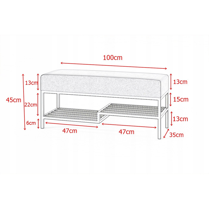 Оббита лава Dominat, 100 x 45,1 x 35 см, багатоколірна