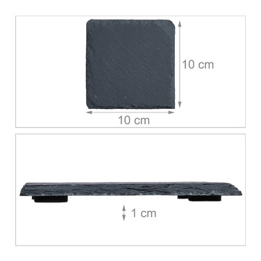 Relaxdays Set of 16 Slate Coasters, 10x10 cm