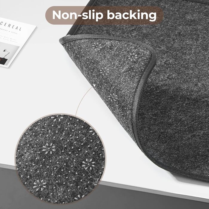 Підкладка на стіл з фетру, 100x40 см, антиковзаюча, XXL, для офісу та дому (темно-сіра)