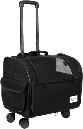 Транспортна сумка для собак та котів Galatée з колесами, розкладний переносник для тварин, дитяча коляска для домашніх улюбленців (білий/чорний)