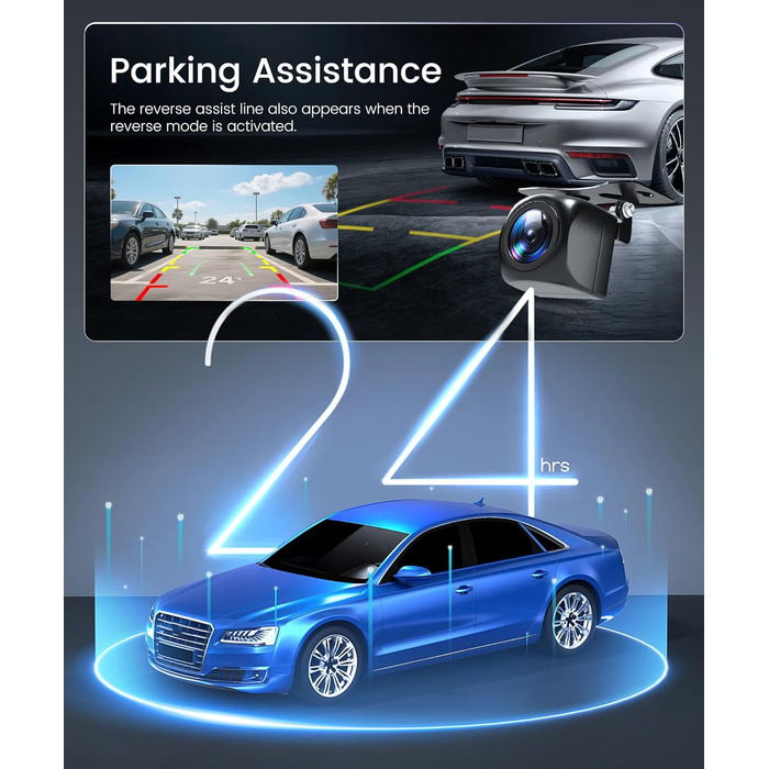 Автомобільний відеореєстратор 360° 4K/FHD 1080P (4 канали: передній, задній, лівий, правий) з ІК-нічним баченням, G-сенсором, моніторингом паркування 24г та карткою пам'яті 64 ГБ, екран 3 дюйми