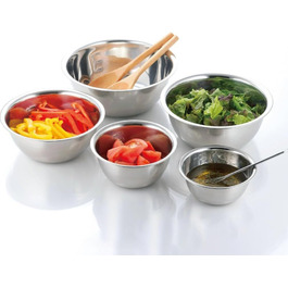 Набір з 5 чаш для перемішування GLEAVI з нержавіючої сталі: салатники, чаші для випічки, кухонні чаші для змішування та подачі, для збивання яєць