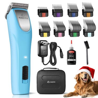 Професійна машинка для стрижки собак, 2 швидкості, ергономічний дизайн, для собак та котів, стрижка густого, довгого та кучерявого хутра, світло-блакитна