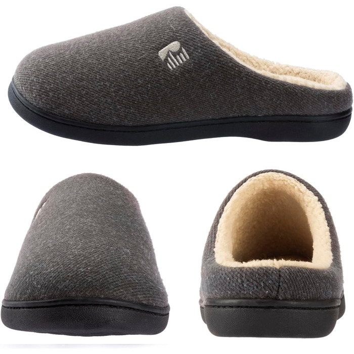 Чоловічі домашні тапочки RockDove з підкладкою з Sherpa та піною Memory Foam, 43.5 EU, темно-сірий