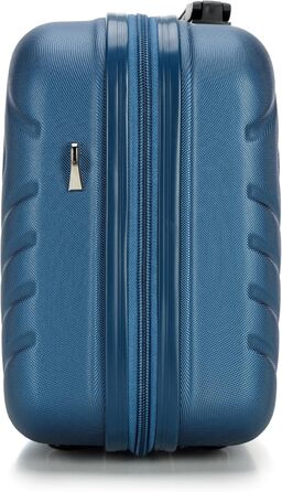 Набір валіз WITTCHEN Cube Line (S+M+L) з ABS, геометричним тисненням, 4 колесами, телескопічним ручками та комбінаційним замком (темно-синій, косметичка)