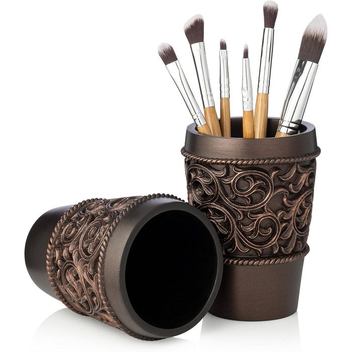 Набір аксесуарів для ванної кімнати Essentra Home, бронза (4 шт): тримач для зубних щіток, дозатор для лосьйону, склянка, мильниця