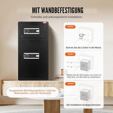 Сейф VEVOR цифровий вогнетривкий зі двома дверима та регульованими полицями для грошей та цінностей, чорний (5,5 куб. футів)