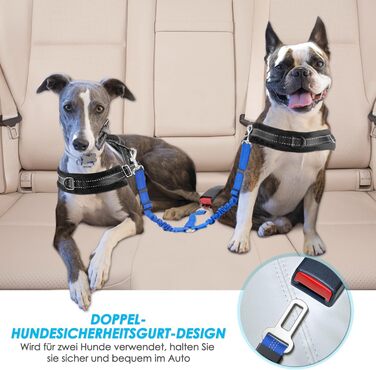 Ремінь безпеки для собак SlowTon в авто, 2-в-1, блакитний. Регульований, безпечний, для подорожей та прогулянок