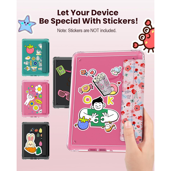 Чохол для Kindle Paperwhite 12 (2024) та Kindle Colorsoft (2024/2025) MoKo з магнітною застібкою, прозорий, захист від подряпин, авто-вкл/викл, колір: весняне рожевий