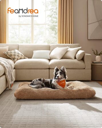 Ліжко для собак Feandrea, м'який килимок для собак, плюшевий килимок, 65 x 45 см, м'яка підкладка, можна прати в пральній машині, багатофункціональне, Ombré Grey PGW200G01 Ombré Grey (122 x 74 x 10 см, верблюжий колір)