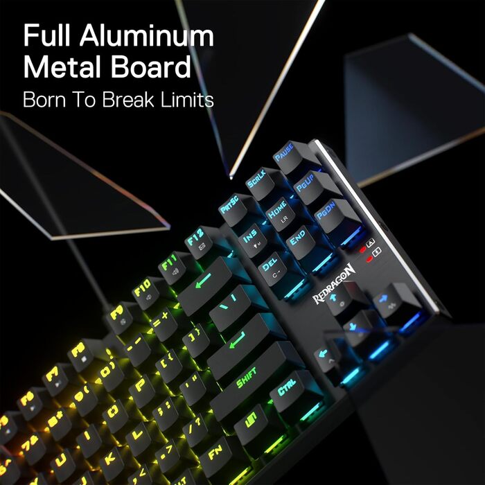 Redragon K660 RGB-механічна клавіатура для геймінгу, TKL, 87 клавіш, з підсвічуванням, підключення через кабель, алюмінієва база, тихі червоні перемикачі