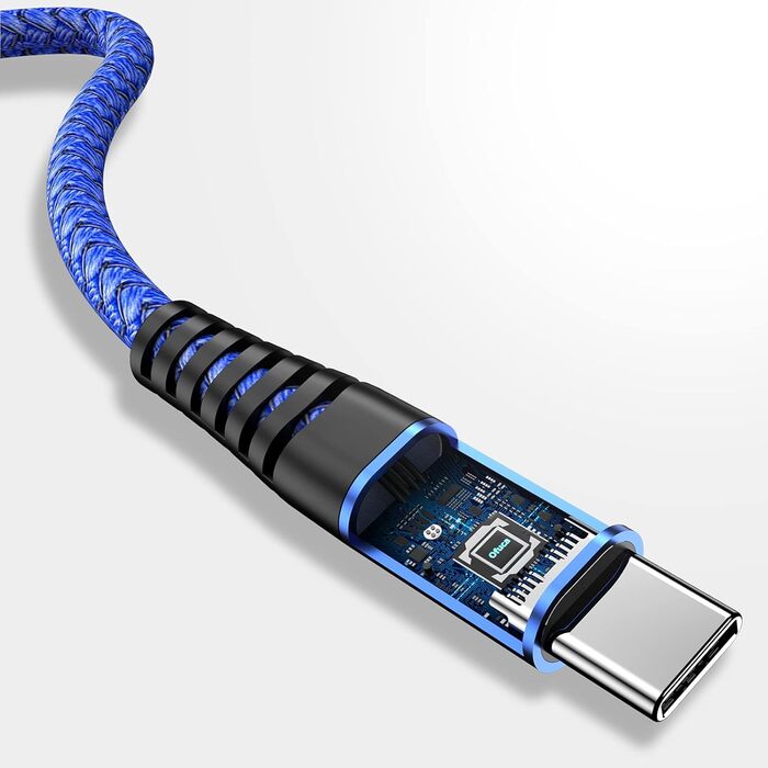 Кабель USB-C 3 шт. 1.8м, швидка зарядка QC 3.0, сумісний з Samsung Galaxy, iPhone, Huawei, HTC, LG, Sony Xperia, Moto