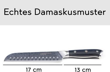 Ніж HansaKüche Santoku з дамаської сталі: професійний кухонний ніж з G10 ручкою, 67 шарів, висока якість