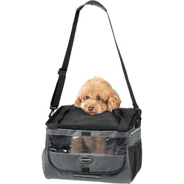 Корзина для собак Navaris на велосипед - сіра, до 10 кг, з додатковими кишенями