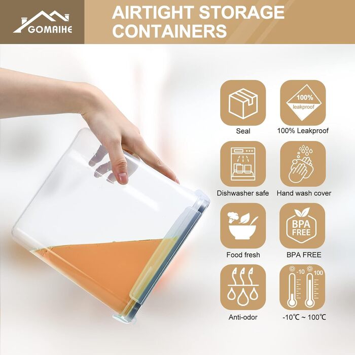 Набір контейнерів для зберігання GoMaihe, 2.5л * 6 шт. - герметичні, для продуктів, кухня, органайзер