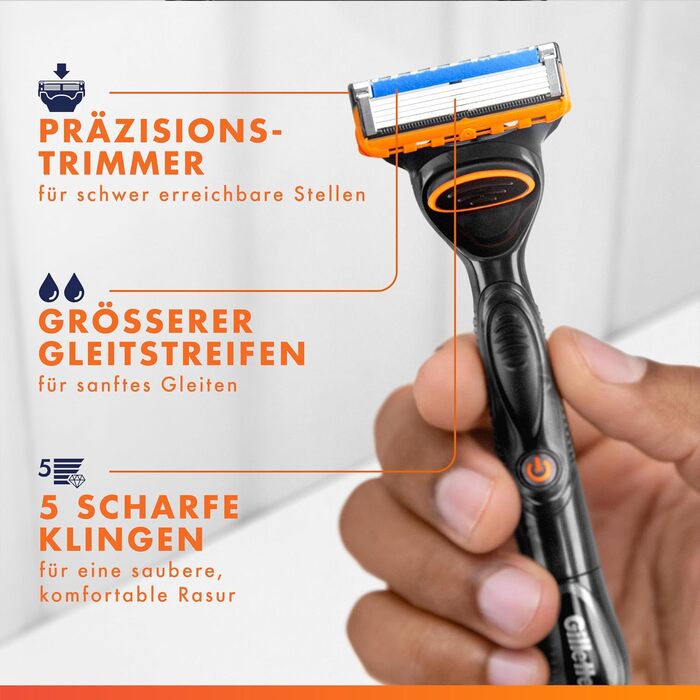 Бритва Gillette Fusion 5 Power для чоловіків, електрична станок для вологого гоління, метал, чорний