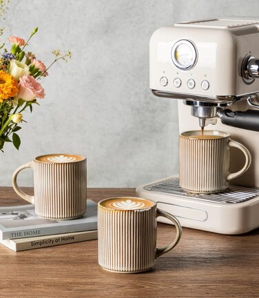 Набір посуду GBhome з реактивної глазурі для 6 осіб, 18 предметів: тарілки, миски, чашки (капучино), ручна робота, кераміка, безпечний для мікрохвильової печі та посудомийної машини