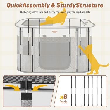 Клітка-манеж для тварин, розкладний загон для кошенят та цуценят, клітка для собак, манеж для цуценят для дому, переносна клітка з сумкою, намет, для відпочинку на природі, кемпінг, розмір L (СІРИЙ, розмір S:)