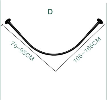 Штанга для душу без свердління, чорна, 70-95x105-165 см, з кільцями для душу (з нержавіючої сталі)