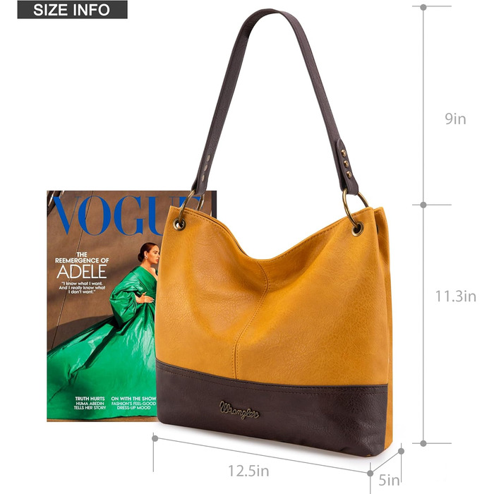 Сумка жіноча Wrangler Hobo двоколірна жовта з екошкіри з ручкою та плечовим ременем