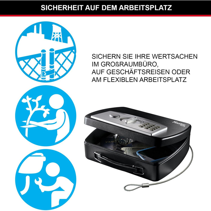 MASTER LOCK Portable Safe with Combination Lock and Cable - P008EML - Secure Storage for Electronics, Documents, Cash & More