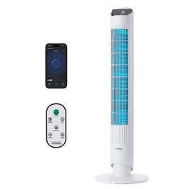 VonHaus Турмовентилятор 102 см, Електричний вентилятор зі WiFi, Управління Alexa/Google Home, Пульт, Таймер 12 год, Обертання 70°, для дому та офісу, Білий