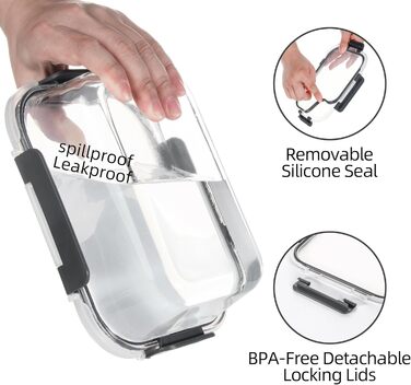 Набір контейнерів для їжі Glas Meal Prep Container Set (12 шт.) - рожевий (сірий), миє в посудомийній машині