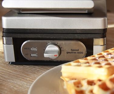 Електричний вафельниця LITTLE BALANCE 8384 Speed Waffeln - для приготування бельгійських вафель, 1400 Вт, сріблястий металік