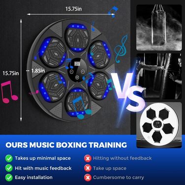 Bluetooth Music Boxing Machine with LED Lights - Wall Mounted Punching Bag with Boxing Gloves & 7 Modes