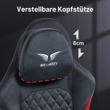 Геймерське крісло Racing Ergonomic з регульованою подушкою для голови та підставкою для ніг, тканинна оббивка, чорно-червоне