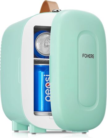 Міні-холодильник FOHERE 5л для косметики та напоїв з USB-живленням, 220V/12V, для спальні, офісу, авто (зелений)