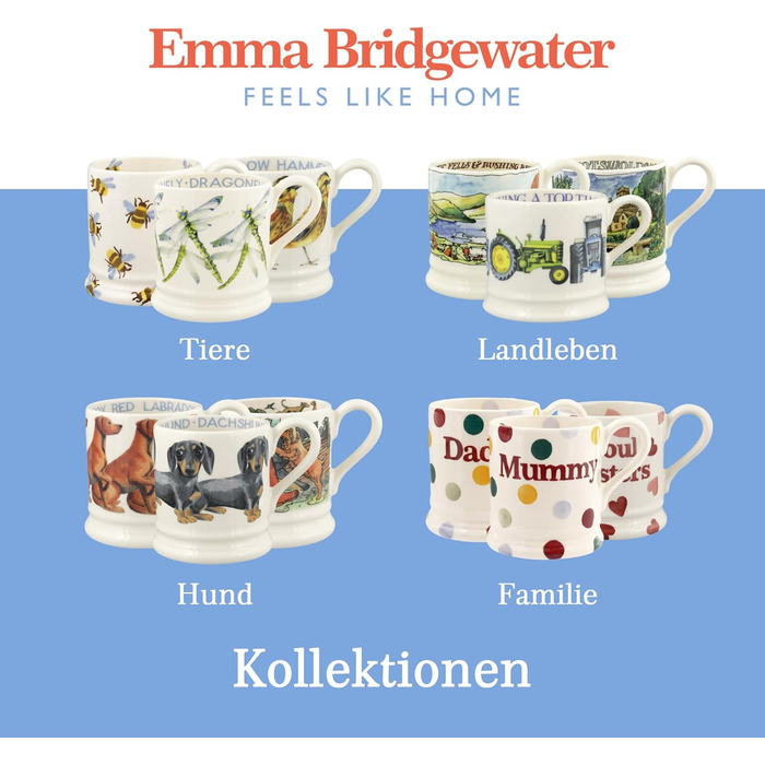 Emma Bridgewater 1/2 Pint Ceramic Coffee Mug Large Stoneware, Cappuccino, Latte, Coffee, Teacup Beautiful Mugs, Birthday Gift Coffee Mug a-Tete & Grape Hyacinth, Ceramic