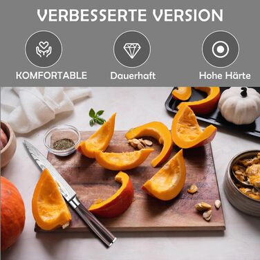 Японський ніж JUANSHI® 13 см - універсальний професійний кухонний ніж з ручкою з пакахвуду, високоякісний вуглецевий нержавіючий сталь, 2024227