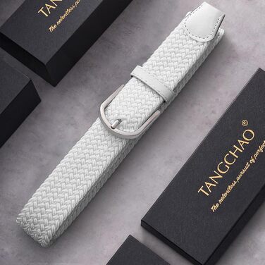 Жіночий/Чоловічий тканинний ремінь Tangchao з плетіння, еластичний, 3.3 см, довжина 90-135 см, білий