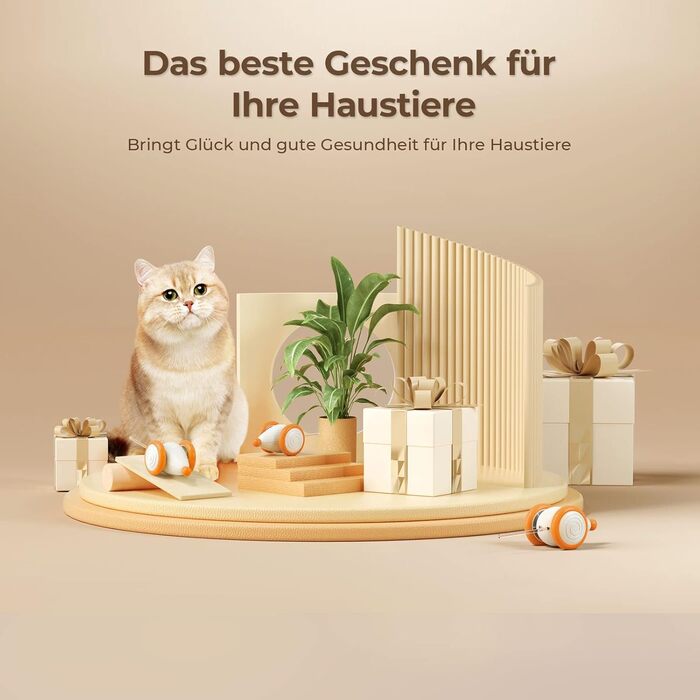 Cheerble Wicked Mouse – електрична іграшка для котів, USB-зарядка, LED-підсвітка, для активності та розвитку, колір абрикос