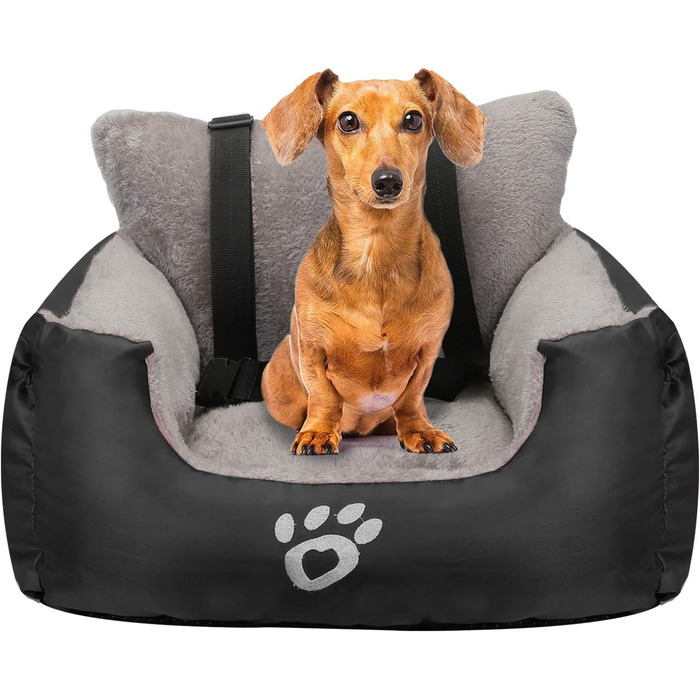 Автокрісло для собак та котів Fareyy, підняття для тварин, переноска з кишенькою та страхувальним ремінцем, водонепроникне, тепле, плюшеве, чорне