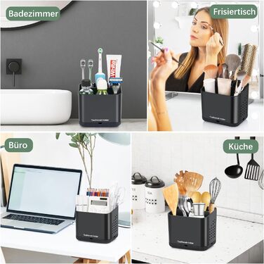 Тримач для зубних щіток електричних, органайзер для ванної кімнати, великий, чорний