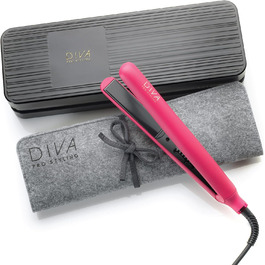 Diva Pro Styling Digital Flat Iron - Ceramic Plates - Auto Shutoff - 3m Cord (Magenta)