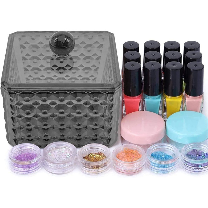 Організатор для ватних дисків та ватних паличок з акрилу з кришкою, косметичний бокс для зберігання