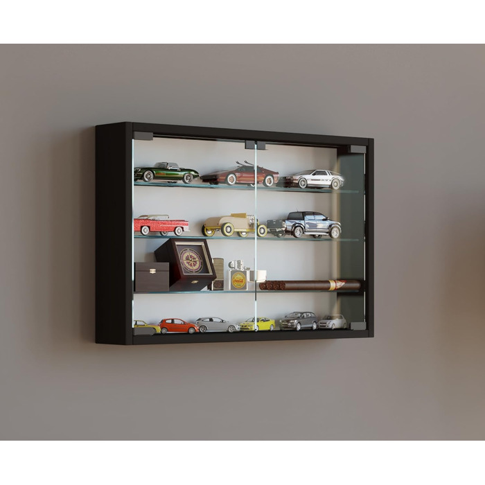Підвісна скляна вітрина VCM Mandosa M, біла, 40x60x10 см, з ударостійким ESG-склом, сучасна настінна вітрина для зберігання, компактна